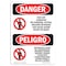 Signmission OSHA Danger, Stay Off Conveyor No Standing Bilingual, 7in X 5in Decal, 5" W, 7" L, Bilingual Spanish OS-DS-D-57-VS-1397 - alternate 1